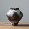 Vaso de Cerâmica Artesanal Retrô de Jingdezhen Estilo Wabi-Sabi Pote de Grés Grande Diâmetro Arranjo de Flores Secas Decoração de Mesa Ornamentos