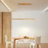 Lámpara colgante de restaurante bar con estética de canción, ventilador sin aspas, mesa de comedor, luz lineal minimalista, lámparas para sala de té de madera maciza y tela