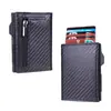 Portatarjetas Antirrobo RFID Empuje Lateral Aleación de Aluminio Estuche para Tarjetas de Crédito Billetera para Monedas de Cuero PU En Stock Venta al por Mayor Transfronterizo En Stock