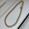 Collar de Perlas Familia S Color Dorado Champagne para Mujer Lujoso Accesible de Clase Alta Nicho Elegante Exquisito Collar Nuevo Estilo 2025