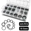 Juego de 225 Piezas de Juntas Tóricas de Goma de Nitrilo Negra Anillo de Sellado de Goma Pintado en Spray Caja de Reparación de Juego Combinado