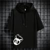 Verão ShorT-mangas T-shirT Coreano Masculino STyle Solto FaT Meia-manga BoTToming ShirT Com Capuz SweaTshirT Moda Marca Tamanho Grande Top CloThes