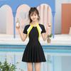 Corea del Sur estilo ins simple color de contraste manga corta cremallera una pieza falda traje de baño mujer talla grande talla extra traje de baño venta al por mayor