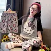 Pijama Infantil 2026 Nuevo Conjunto de Verano de Tres Piezas para Niñas, Algodón de Imitación de Manga Corta Estilo Verano Estilo Princesa Ropa de Casa para Niñas