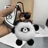 Panda de pelo de coelho Rex real pingente de cerdas pequenas chaveiro de pelúcia fofo para carro elfo de desenho animado ornamentos para bolsa de mochila