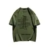 Camiseta de Manga Corta de Algodón Puro con Estampado de Letra de Lazo Estilo Ballet Americano Verano Moderna Versátil para Hombres y Mujeres