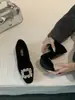 Nueva Colección Otoño/Invierno 2024: Zapatos Planos Cuadrados con Tacón Grueso y Adornos de Pedrería, Zapatos de Vestir de Mujer de Moda, Mocasines Estilo Francés con Forro de Felpa