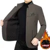 Suministro exclusivo transfronterizo: chaqueta de otoño e invierno para hombre, estilo de negocios, cuello alto, acolchada y forrada de polar, a rayas, chaqueta de chenilla, ropa exterior para hombre