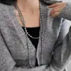 Collar Largo de Múltiples Capas Estilo Retro Europeo y Americano Perla Gris Lujo Accesible para Mujer Cadena Elegante para Clavícula Cadena para Suéter