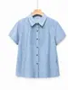 Camisa de manga corta para mujeres de mediana edad y mayores, ropa de verano para madres, estampado floral de algodón puro, top holgado con cuello, nuevo estilo de camisa para abuela