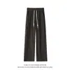 Pantalones Casuales Rectos para Hombre Otoño 2026 con Corte Relajado Estilo Americano y Decoración de Cinta, Pantalones de Punto Sueltos para Hombre