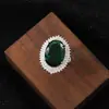 Anillo Grande de Circonita Abierta Color Huevo de Paloma, Estilo Europeo y Americano de Lujo, Moda de Alta Gama, Anillo Grande Brillante y Transparente para Mujer