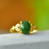 Anillo de moda de jade Hetian con incrustaciones de cobre, superficie de anillo de lingote de oro, anillo de jade, anillo, suministro en vivo