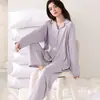 Pijamas de algodón súper cómodos al por mayor de Amazon para mujer, nueva ropa de casa casual de otoño para hombre con manga larga y pantalón largo que se puede usar afuera