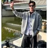 Suéter de tricô masculino falso duas peças, camisa xadrez com gola polo, cardigã, agasalho, estilo old money, atacado de fábrica transfronteiriço
