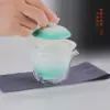 Juego de Té Portátil de Gradiente Turquesa Verde Transfronterizo para Viaje Juego de Té para Exteriores Kung Fu Juego de Té de Un Bol Dos Tazas Juego de Té Rápido para Acampar