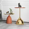 Mesa auxiliar minimalista nórdica, mesa redonda pequeña de hierro para apartamentos pequeños, color crema, adecuada para uso doméstico, mesita de café pequeña, mesita de noche creativa para el dormitorio