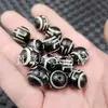 Recubierto con Cuentas Dzi de Diez Mil Caracteres, Cuentas Sueltas de Jade, Pulsera de Jarrón de Ágata Negra y Blanca de 14 mm, Collar, Accesorios de Joyería