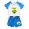 Roupas de verão masculinas terno 2023 novas roupas infantis contrastam roupas de cores frias bonito puro algodão roupas esportivas infantis de verão