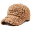 Gorro de Lana de Cordero para Mujer Otoño Invierno Moda Casual Versátil Gorro de Felpa con Visera Gorro de Algodón Grueso y Cálido Gorra de Béisbol