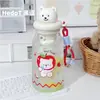 Taza de agua de oso linda para estudiantes mujeres, portátil, taza con popote anticaídas, alto valor estético, estilo femenino, con separador de té, vaso de plástico