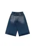 Pantalones Cortos Lavados de Mezclilla con Textura de Bambú, Hebilla de París, Estilo Retro Americano para Hombres y Mujeres, Diseño de Verano 2026 Above-The-Knee