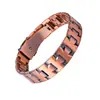 Pulsera antigua de cobre rojo más vendida transfronteriza con cierre de reloj, moda vintage finamente tallada en forma de cruz, joyería magnética completa para parejas al por mayor