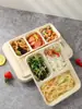 Caja de Almuerzo Desechable Biodegradable con Múltiples Compartimentos (3, 4, 5 o 6), Caja de Empaque para Llevar, Caja Bento, Charola para Alimentos, Caja de Almuerzo para Estudiantes