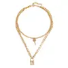 Collar nuevo europeo y americano multicapa simple retro con cerradura de llave comercio exterior transfronterizo