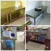 Bancada de Aço Inoxidável 304 com Porta Deslizante Bancada de Trabalho Camada Dupla Mesa de Operação para Cozinha Comercial Mesa de Preparo para Hotelaria e Panificação