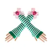 Meias Femininas Acima do Joelho Estilo Japonês Laço de Morango Acessórios de Roupa para Festas de Festival de Natal Meias Longas Listradas Aquecedores de Braço