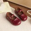 Zapatos de Cuero Trenzado de Color Sólido Estilo Retro para Niños, con Enredaderas Envueltas, Versátiles Zapatos Individuales de Cuero para Niñas con Suela Suave y Punta Redonda