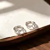 Pendientes de Plata de Ley 925 de Alta Gama con Zirconia, Estilo Lujo Ligero, Pendientes de Botón, Pendientes de Moda, Nuevo Estilo Ins, Brazaletes de Oreja, Pinzas de Oreja, Accesorios para Orejas, Mujer