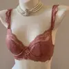Conjunto de Lencería Pura Pasión Estilo Francés para Mujer, Busto Pequeño, Con Relleno, Sexy, Fino, Anticaída, Suave, Conjunto de Sujetador de Encaje con Aros