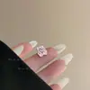 Moda Rosa Dulce Amor Lazo Hueso de Oreja Uña Nicho Simple Tornillo Oso Lindo Donut Pendientes