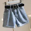 Shorts de Mezclilla para Mujer Delgados de Cintura Alta Verano 2022 Nuevos Estudiantes Holgados Adelgazantes Casuales Dobladillos Pierna Ancha Pantalones Cortos