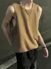 Chaleco con Textura de Raya de Pista para Hombre Verano Oversize Sin Mangas para Fitness Camiseta Absorbente de Sudor