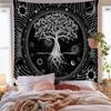Diretamente do Fabricante: Tapeçaria Árvore da Vida Boêmia, Tapeçaria Sol e Lua Totem Sol Preto e Branco, Tecido de Fundo Decorativo
