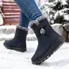 Botas de Nieve para Mujer de Invierno con Puño Plegable Forrado de Lana, Botas de Algodón hasta la Mitad de la Pantorrilla, Velcro, Antideslizantes, Suela Gruesa, Botas Resistentes al Frío para Exteriores, Venta al por Mayor