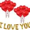 Globo con forma de corazón de 16 pulgadas con texto "Te amo", conjunto de globos con rosas y flores para decoración de San Valentín, bodas y fiestas.