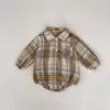 Nuevas Camisas a Cuadros de Primavera y Otoño para Bebés y Niños Pequeños, Ropa de Corte Ajustado al Diseño, Batas de Manga Larga Estilo Preppy, Monos Casuales de una Pieza
