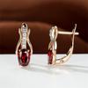 Pendientes de botón Shein transfronterizos nuevos de cristal de granate ovalado color oro champán para mujer, pendientes de temperamento, joyería simple y de moda