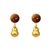 Aretes de Calabaza con Piedra Ojo de Tigre Estilo Maillard para Mujer, Lujo Accesible y de Gama Alta, un Diseño de Doble Uso, Aretes de Moda y Elegantes