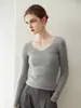 26 Nuevo Suéter de Cachemir 100% Puro Sin Costuras Otoño/Invierno para Mujer, Cuello en V Ajustado Agradable a la Piel Suéter Base de Punto
