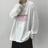 Camiseta de Manga Longa para Homens no Outono Tendência Solta Marca Trendy Moletom com Letras Hip-Hop Primavera e Outono Fina Gola Redonda Ins Tendência Roupas Versáteis