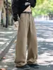 Calça de trabalho retro americana para homens, marca da moda primavera e outono, calça larga de perna reta solta, corte clean, calça afunilada de cintura baixa