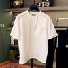 Lujo Ligero Verano Personalizado Original Cuello Redondo Manga Corta Tendencia Ins Casual Versátil Estilo Coreano Empalme Transpirable Camiseta para Hombre Holgada