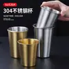 Copo de Cerveja, Copo de Suco, Copo Camada Única Comercial, Copo para Bebidas Geladas, Copo PP com Revestimento Interno, Copo para Enxaguante Bucal com Logo, Aço Inoxidável 304 Estilo Coreano