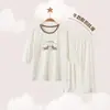 Conjunto de Dos Piezas de Encaje con Mangas Tres Cuartos para Niñas, Pijama Dulce y Lindo, Conjunto de Ropa de Casa con Cuello Redondo para Niños con Aire Acondicionado