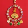 Colgante para Coche del Dios de la Riqueza de Cinco Caminos de Hangzhou con Ábaco de Colores y Candado, Colgante para Coche que Atrae la Riqueza